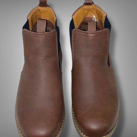 NWOT Men\'s 9 IZOD Lucas Formal Office Dress Brown Leather Chelsea Boots 1413016 main image 16